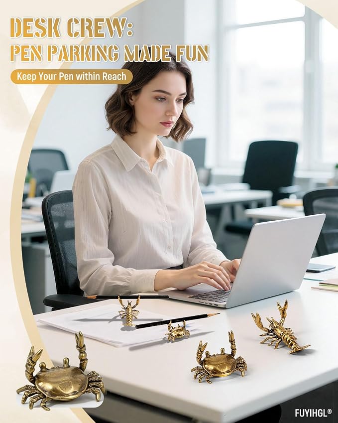 FUYIHGL® 2PCS Pencil Holders - Weightlifting Brass Pen Holder - Funny Animal Desk Organizer - Creative Desktop Decoration - Stationery Storage Rack for Office Home