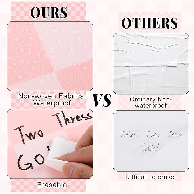 Pink Checked Bulletin Board Roll Pastel Pink Reusable Waterproof Erasable Bulletin Poster Non-Woven Fabric Bulletin Board for Mother's Day Classroom Decor Wrapping Paper Crafts 15.55in x 20ft