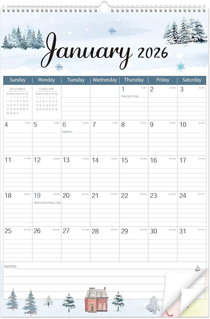 GuassLee Large Wall Calendar 2026-2027, 22"x15" Vertical Wall Calendar 2026, Jan. 2026 to Jun. 2027, 18-Month Paper Hanging Planner Wall with Julian Date for Office Home Planning & Organizing