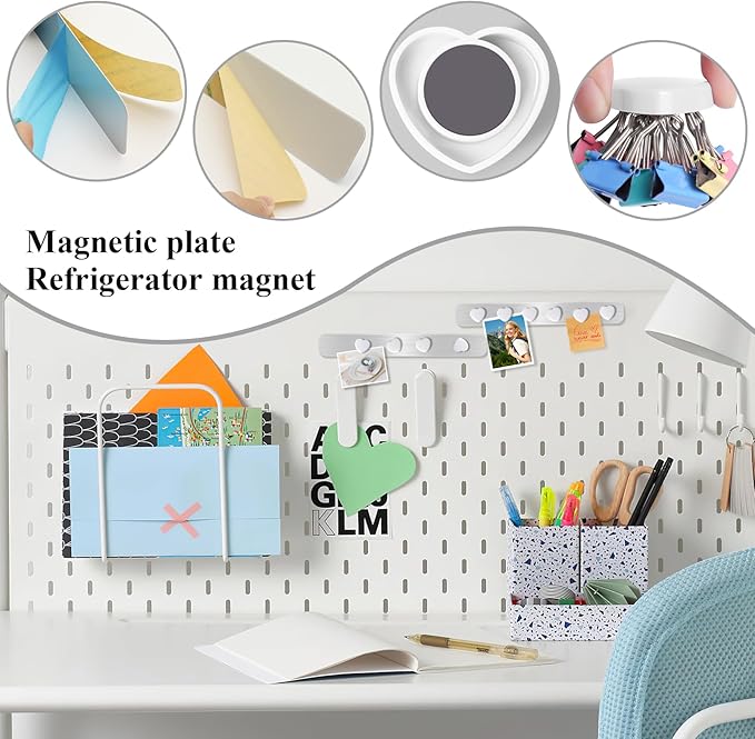 Magnetic Boards for Walls 6 Pcs - Frameless Stainless Iron Magnetic Strips with Adhesive Backing, Magnet Bulletin Board with 10Pcs White Magnets,Memo Board Display Board for Office Home School