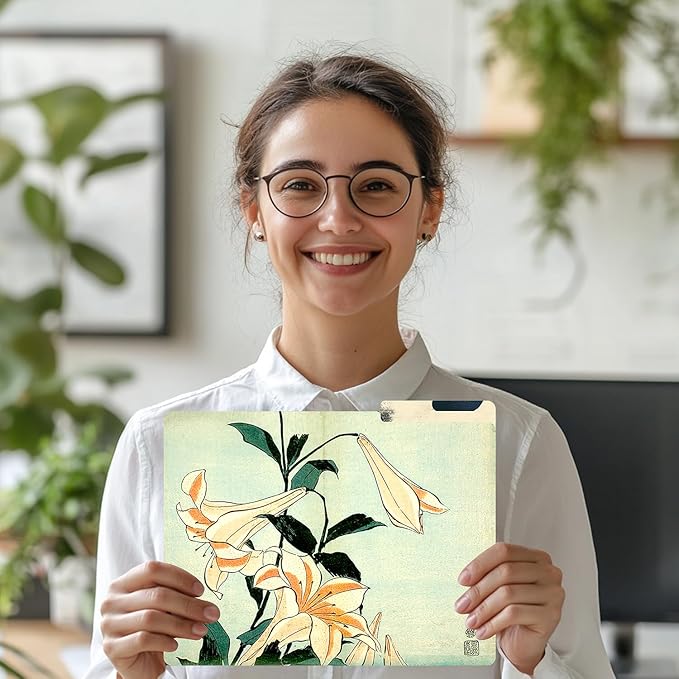 PARTH IMPEX 12 Pack Decorative Hokusai Floral File Folders, 1/3 Cut Tab with Assorted Positions, Letter Size Paper Holders (9.37” x 11.75”) Matte Finish Laminated, Cute Fancy Folder