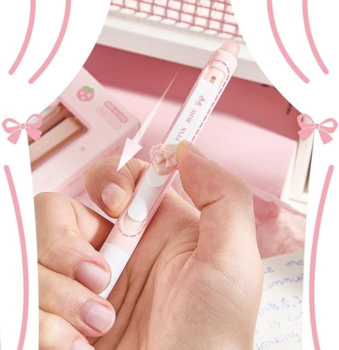 MOZXIRZ 4 Pcs Erasable Gel Pens Cute Pink Retractable Pens Cartoon Heart Erasable Pen 0.5mm Blue Ink Kawaii Writing Pen for Women Girls Boys Office School Supplies (Heart-Blue Ink)