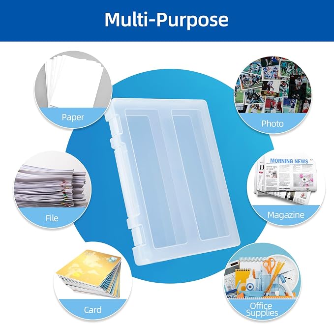 4 Pack Large A4 Paper document Box, Arts Supply Storage Organizer Box Scrapbook Storage Box Crafts Organization Boad Game Storage,Thick Plastic Scrapbook Storage Box for 8.5" x 11" Letter