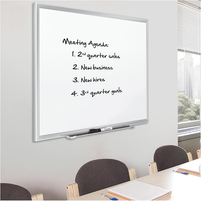 Quartet Magnetic Porcelain Whiteboard, 5' x 3' White Board, Premium, Duramax, Silver Aluminum Frame (2545)