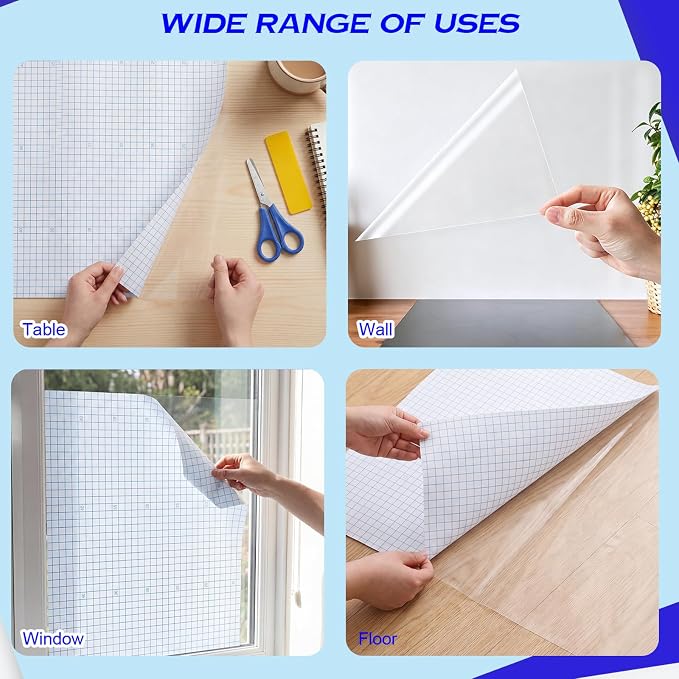 WSICSE 4 Rolls Clear Contact Paper, 17 in x 5 ft Clear Self Adhesive Book Covers Peel and Stick Paper Protector for Books Crafts Textbook Documents Home Decor