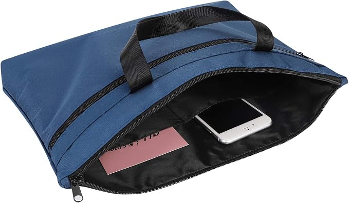 Ibluelover Portable Business Briefcase Zipper Bag Waterproof Durable A4 File Folder Bag Lightweight Carrying Case Handbag File Storage Organizer Holder for Office Meetings Travel