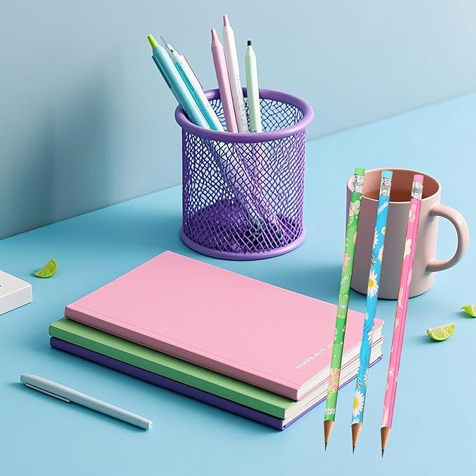 96pcs Pencils with Eraser Flowers Wood Pencils Bulk for Halloween Office Supply (Flowers, 96)