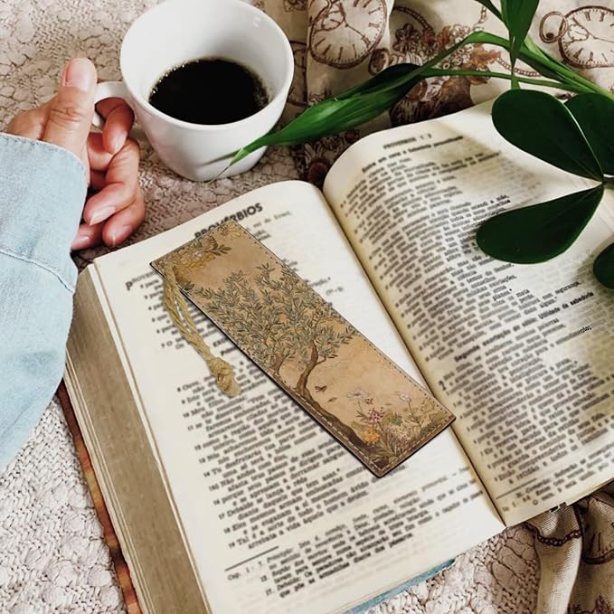 Vintage Style Olive Tree Bible Case with Bookmark Waterproof Bible Cover Case for Women Lightweight Bible Bag with Handle Pockets Church Book Bag Brown