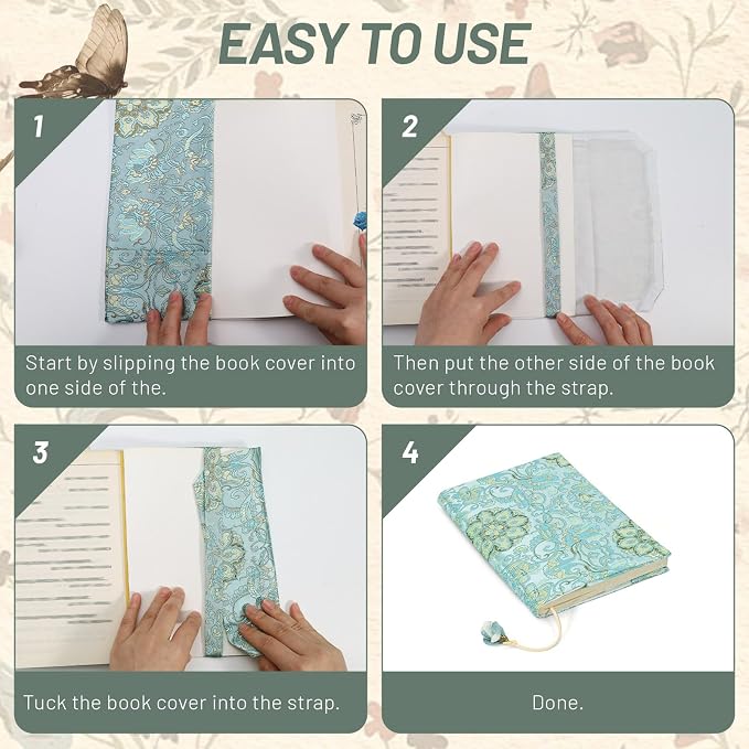 ASTIMESA Book Sleeve Covers for Paperback, A5 8.46 x 5.8 Inch Fabric Book Cover Protector, Adjustable Book Protector Case Pad for Hardcover Softcover Novels Protection (Exotic, 8.46 x 5.8)