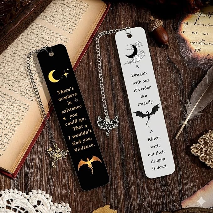 Dragon Metal Bookmark Set 2.0, Cool Fourth Wing Bookmarks for Charms, Book Lover Fantasy Reading Gifts for Women and Men (Starry Rider)