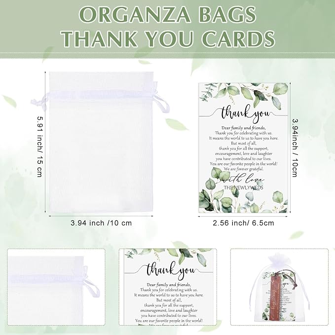 Dispowreath 100 Sets Wedding Favors for Guests Bulk Includes PU Leather Bookmarks Cards and Organza Bags Bridal Shower Thank You Gifts Wedding Welcome Gifts Recuerdos para Boda