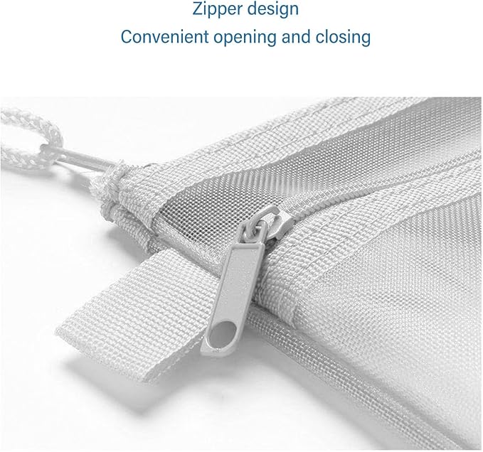10PCS Nylon Mesh Zipper Pouch Bags, Double Layer A4 Document Organizer Puzzle Storage Bag with Handle for Board Games Home School Office Supplies (White)