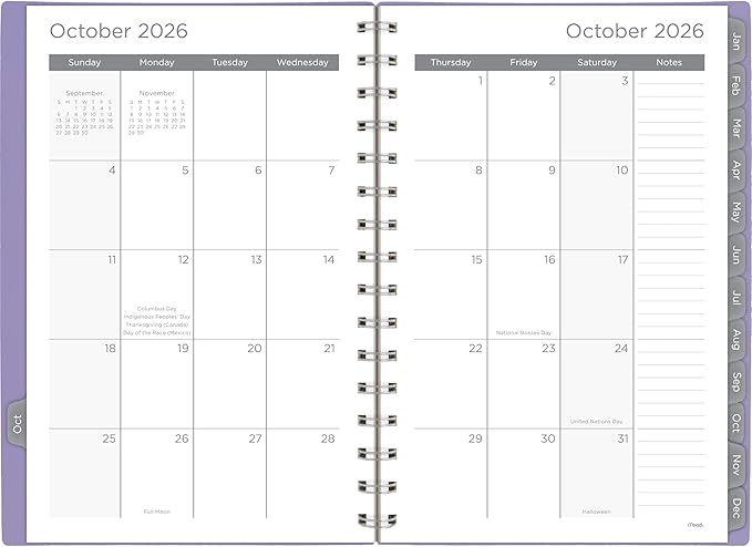 Mead 2027 Planner, Weekly & Monthly, 15-Month Oct-Dec, 5.5" x 8.5", Lilac (1806-200-27)
