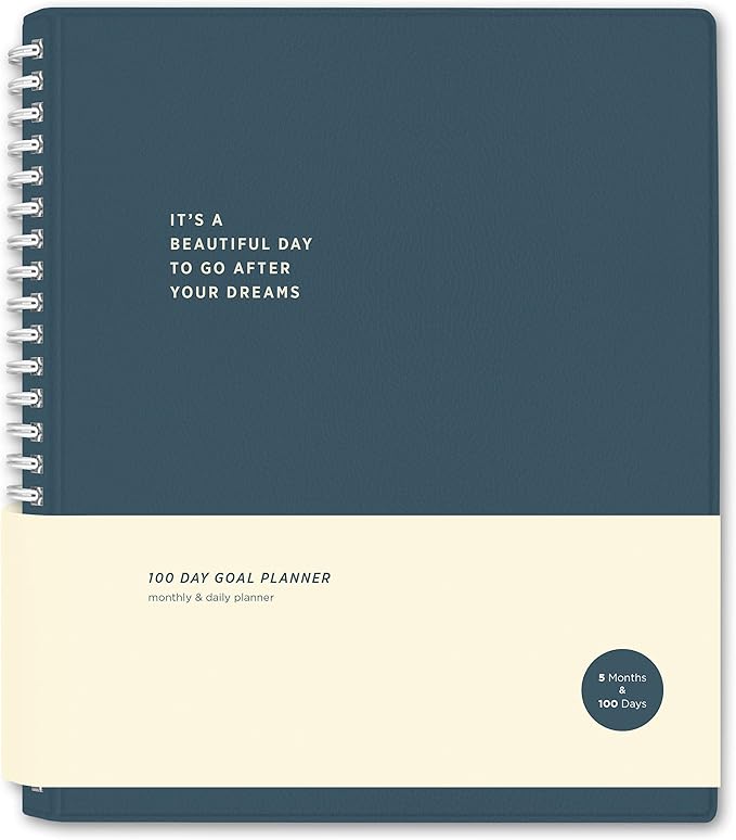 La Lune Undated Goal Journal by Bright Day, Inspirational Appointment Productivity Planner, To Do Habit Tracker Book, Spiral Binding With Cover (8.75" x 7.25")