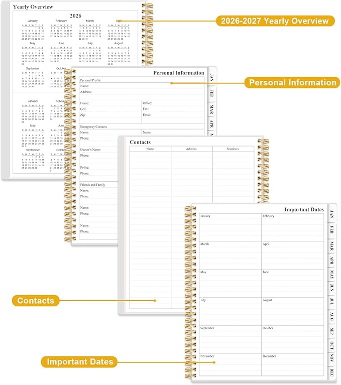 2026 Planner - Weekly and Monthly Planner from Jan 2026 - Dec 2026, Spiral Planning 2026 with 12-Month Tabs, Inner Pocket, 8.5" x 11", Green Flower
