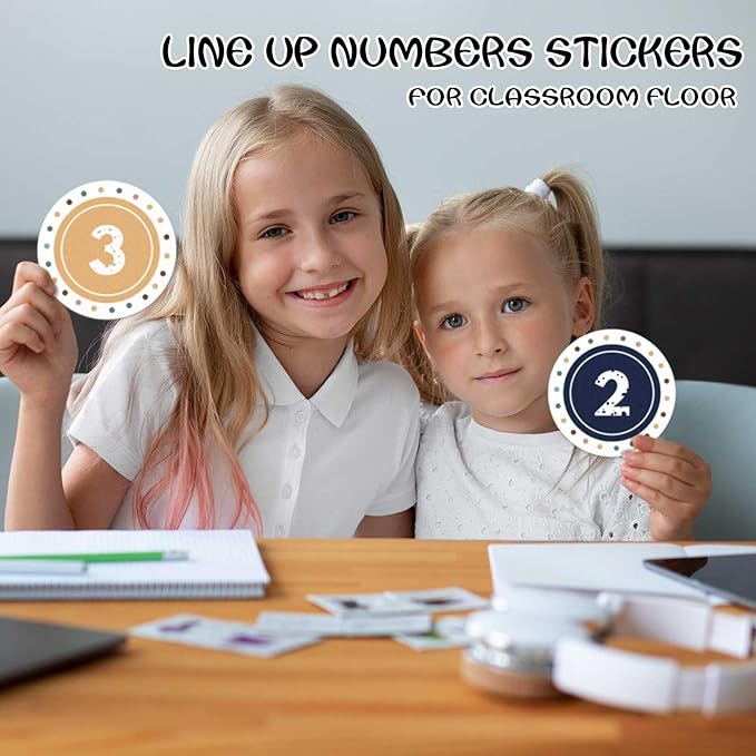 Boho Line up Spots for Classroom - 36pcs Number Stickers for Classroom Floor Stickers Dots Floor Decals for Classrooms Lining up Back to School Kindergarten Preschool Supplies