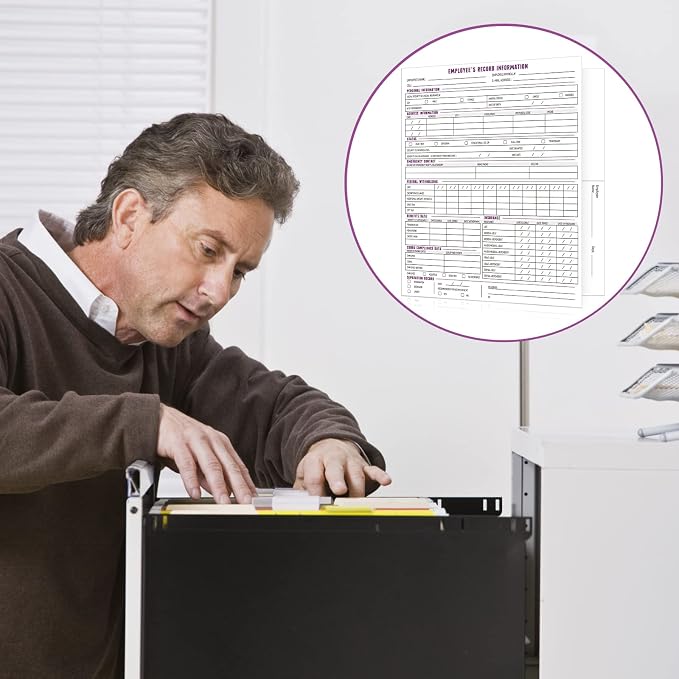 Glenmal 30 Pcs Confidential Employee Record Folders Employee File Folders Payroll Book 9.5 x 11.5'' Personnel Organizer Decorative File for Company Office Record Info Preprinted