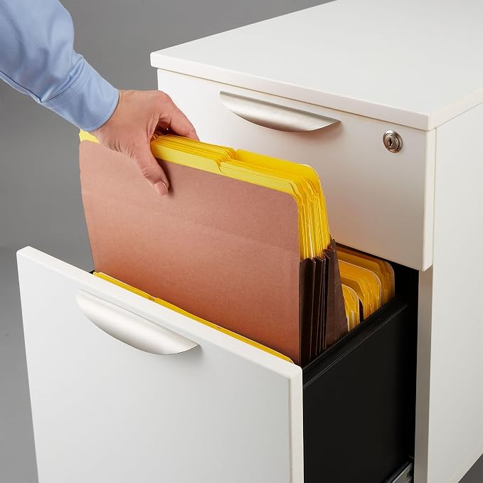 Staples Recycled Reinforced File Pockets, Letter Size, Extra‑Wide 7‑Inch Expansion, Heavy‑Duty Brown Accordion Folders – 10/Carton