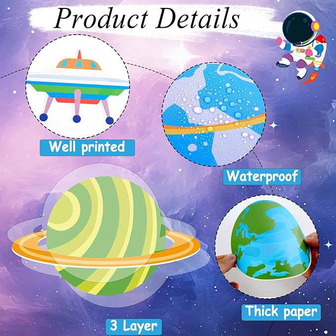 Outer Space Bulletin Board Set Read Books Change The World Classroom Decoration Motivational Astronaut Rocket Spacecraft Planet Paper Cutout for Back to School Nursery Library Door Wall Decor Supplies