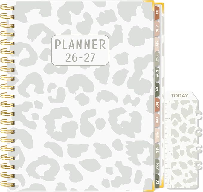2026-2027 Academic Planner, Weekly & Monthly Appointment Book from Jul. 2026 - Jun. 2027, Work & Life Daily Hourly Planner with Time Slots,Agenda Organizer for School Office, Leopard Print, 8.4"x 6.1"