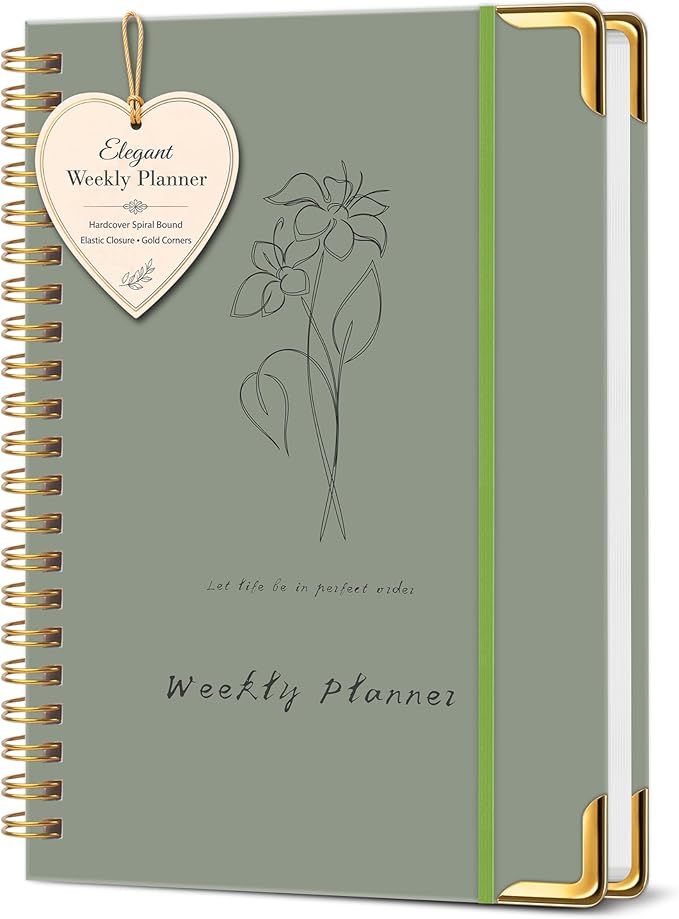 Undated Weekly Planner, Weekly To Do List Notebook with Goal & Habit Tracker Organizer, A5 Hardcover Weekly Planner for ADHD, Office School Home Supplies, Reduces Stress and Boosts Productivity - Green
