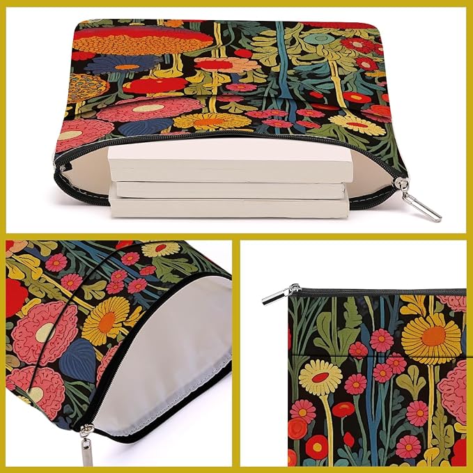 2Pcs Botanical Flower Colorful Book Sleeve Book Accessories Book Cover Book Protector Christmas Birthday Boss Day Book Lovers Gifts Bookish Book Club Gifts for Readers Women Librarian Boss Lady