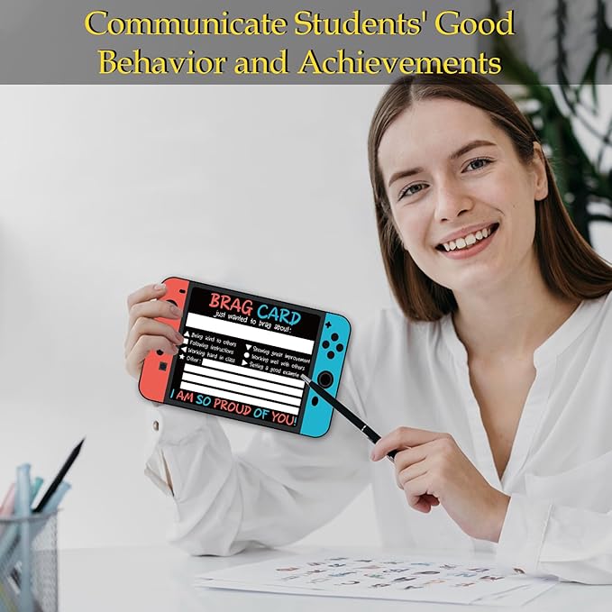 Video Game Teacher Mail Brag Cards - 50 Postcards for Positive Notes Home to Parents, Classroom Incentive Cards for Elementary School Teacher Supplies