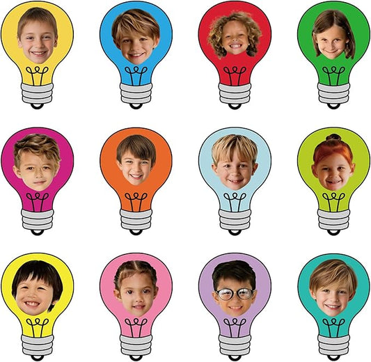 60PCS VBS 2026 Light Bulb Theme Cutouts Colorful Light Bulb Bulletin Board Decorations Religious Lightbulb Paper Cut-Outs Classroom Decor for DIY Craft Photo Kindergarten Preschool Wall Door Supplies