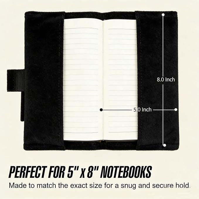 KOSIBATE Tactical Notebook Cover, Military Army Leader Book Cover, 8x5 Inch (Black)