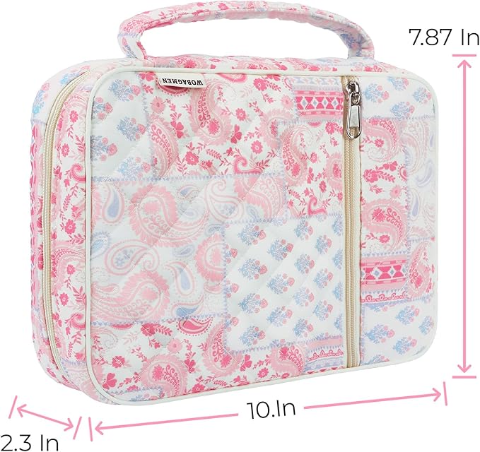 WOBAGMEN Bible Cover Case for Women,Large Bible Tote Bags Organizer Quilted Carrying Case for Girls,Bible Study Supplies Accessories Christian Gifts for Women (peisili Patchwork, M)
