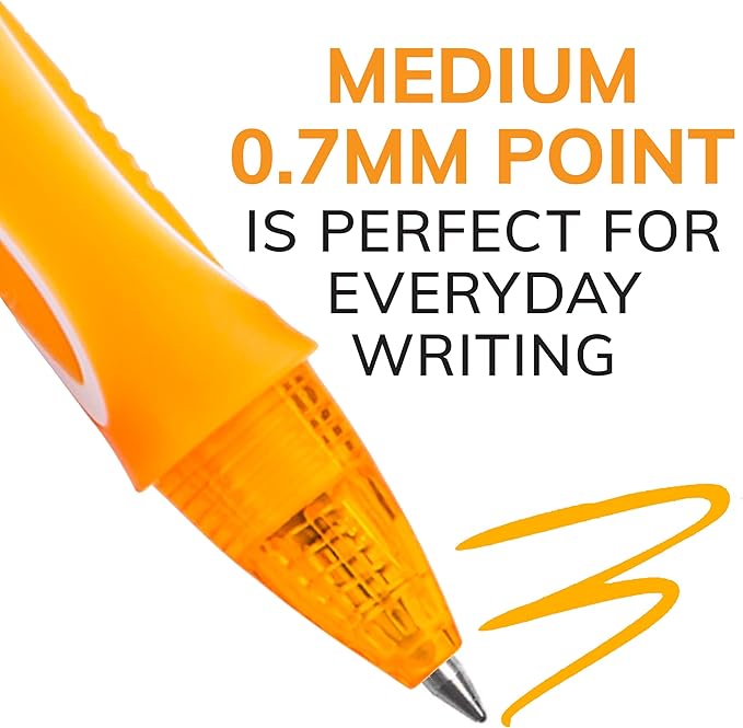 BIC Gelocity Quick Dry Assorted colors Gel Pens, Medium Point 0.7 mm, Smear Free, Retractable Gel Pens With Comfortable Full Grip, 8 Pack
