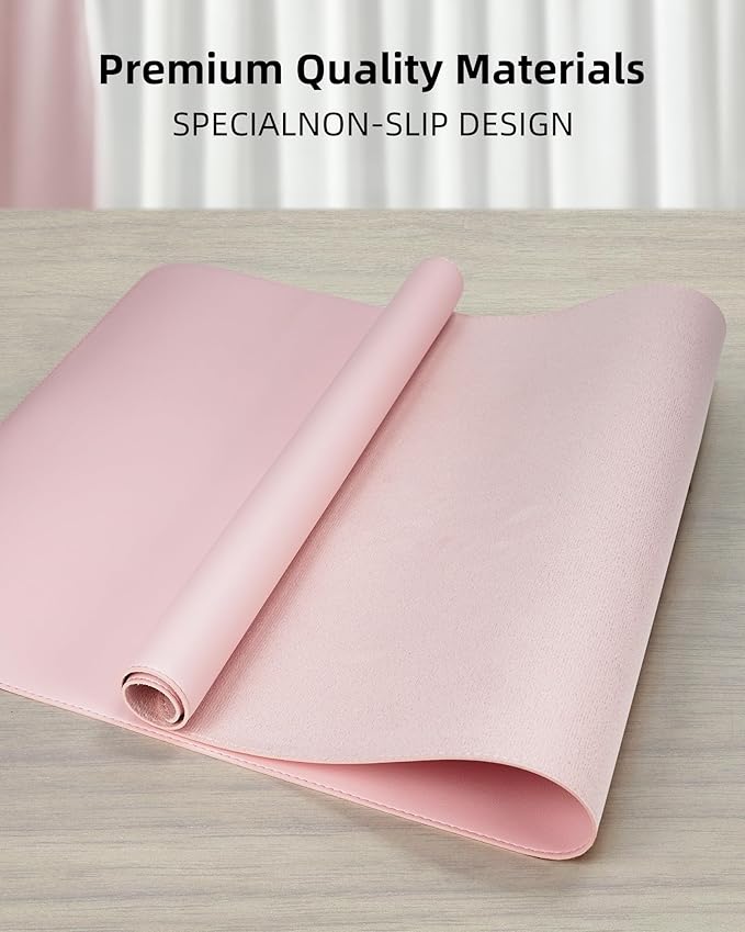 AFIING Large Desk Mat 55" x 24" - PU Leather Desk Pad Protector, Waterproof Non-Slip Extended Mouse Pad for Office Desk, Keyboard, Laptop and Home Workspace (Light Blue)
