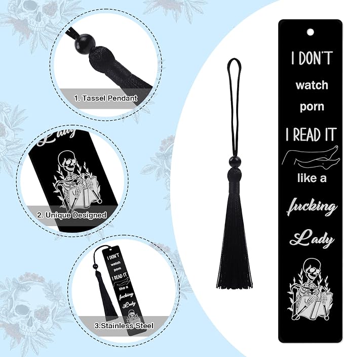 Smut Metal Bookmark Gift - Funny Bookmarks for Women Smutty Book Marks for Book Lovers Book Mark with Tassels for Friends Fun Book Marks Gifts for Bookworm Birthday Gift for Book Fans