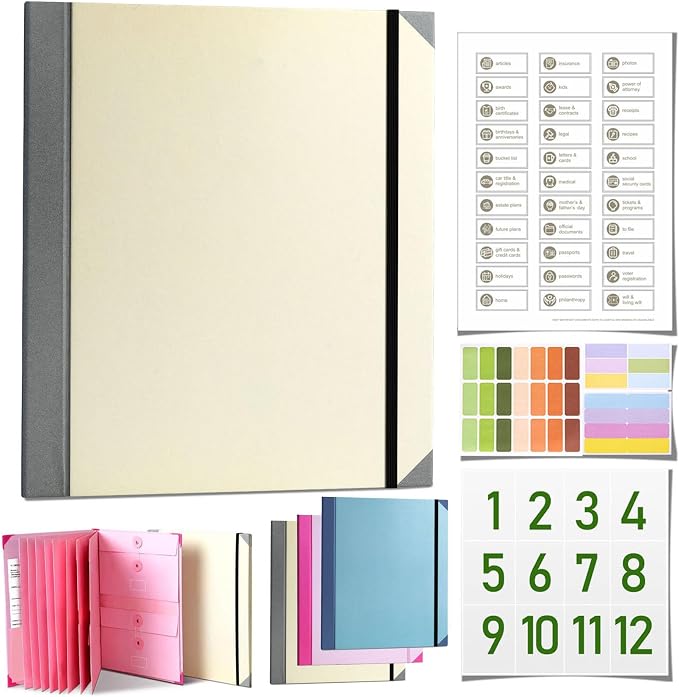 The Life Book Document Organizer - Binder for Important Documents, 2026 New Portable Multi-Pocket Filing Folder, for Storing Certificates, Passports, Photos, and Letters (Khaki 2in)