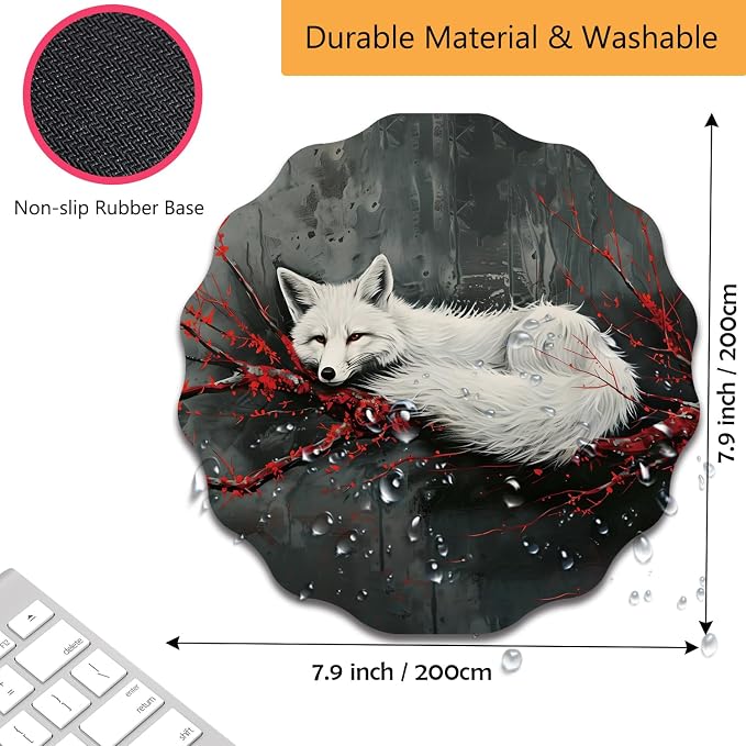 Pen Holder for Desk, PU Leather Multifunctional Desktop Storage Box and Anti-Slip Mouse Pad Set, Makeup Brush Holder Pen Organizer for Office and Home - Fox and Red Branch
