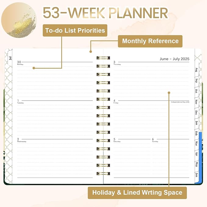 2025-2026 Planner - 6.4" x 8.5", Academic Planner Weekly and Monthly 2025-2026 from JUL. 2025 - JUN. 2026, Academic Calendar with Monthly Tabs, Sturdy Cover, Premium Paper, Strong Twin-wire