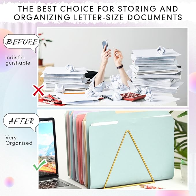 24 Pcs File Folders 9.5x11.6 Inch Manilla Folders Letter Size with 1/3 Cut Tabs 12 Colored Office Home School Organizers for Documents, Classroom Supplies and Paper Storage (Vintage Color)
