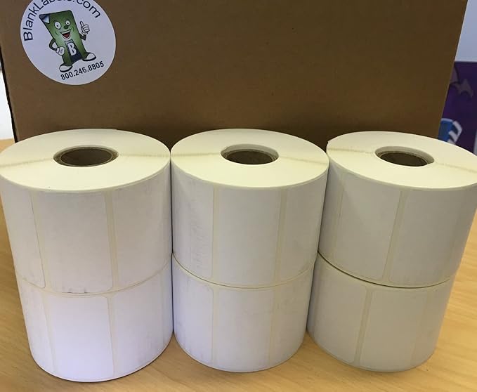 2.25 x 1.25 Thermal Labels Direct. Blank Labels Brand. Zebra Eltron LP2844 ZP Compatible. 1" Core. 1,000 Labels Per Roll (8 Rolls)