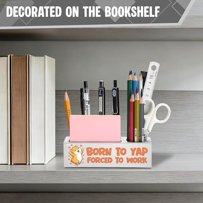 FOKCBOCM Funny Office Pen Holder with Hamster Design, Stainless Steel Desk Organizer Gift for Coworker, Chatty Work Humor Workspace Decor, Sarcastic Desk Accessory-DS113