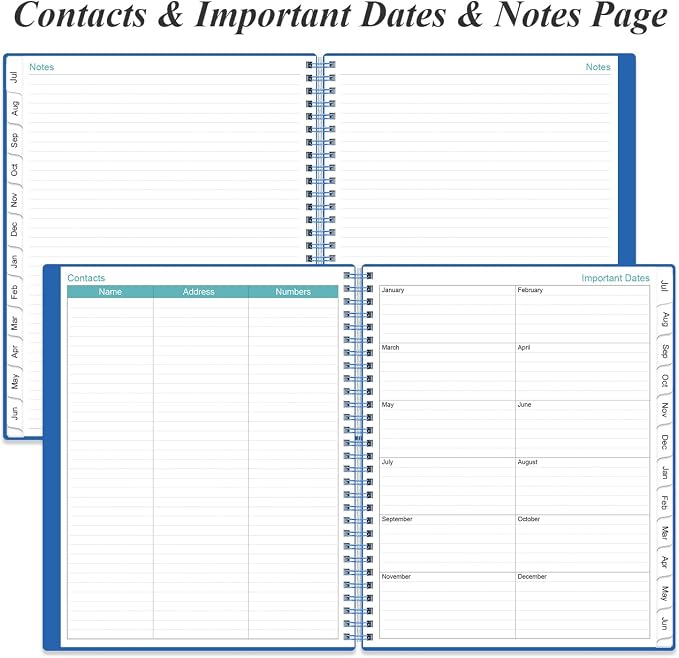 2026-2027 Planner - Planner 2026-2027 from July 2026 to June 2027 with 12 Monthly Tabs, Flexible Cover, Inner Pocket, 8.5" x 11", Blue