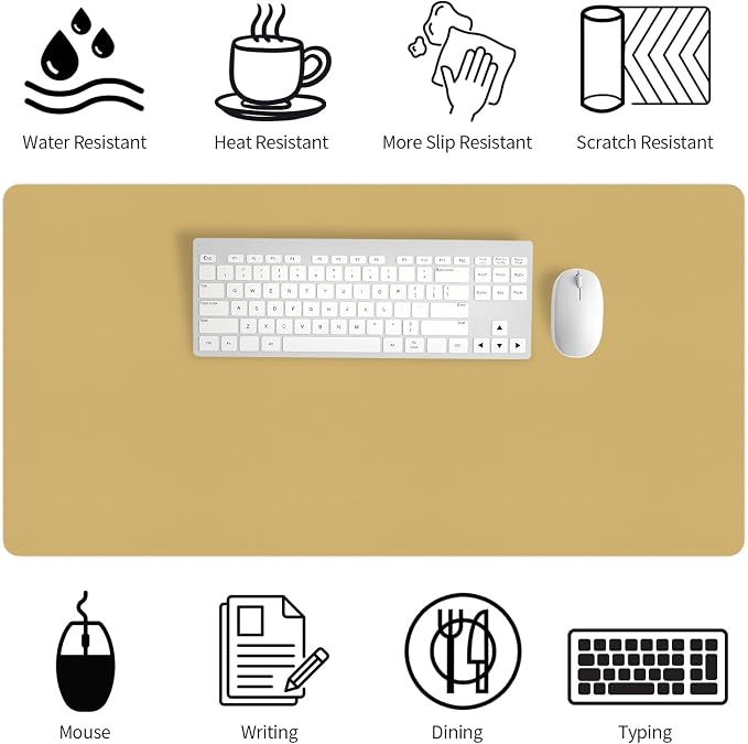 Bloss Light Yellow Desk Mat 31.5"x15.7", Desk Matt for Desktop, Waterproof Leather Large Mouse Pad, Computer Mat for Office/Home/Decor