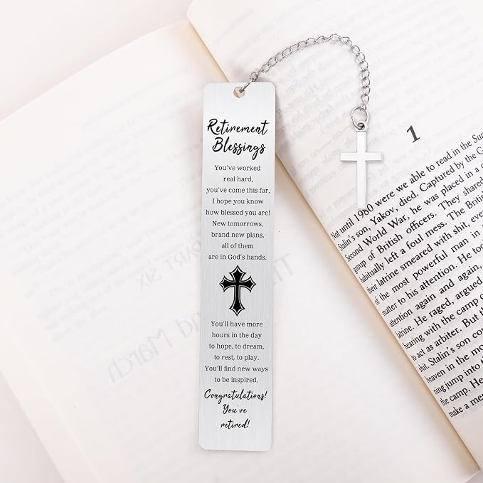Retirement Gift for Woman Men Happy Cool Retirement Gifts for Women Coworkers Farewell Goodbye Gifts Cross Metal Bookmark