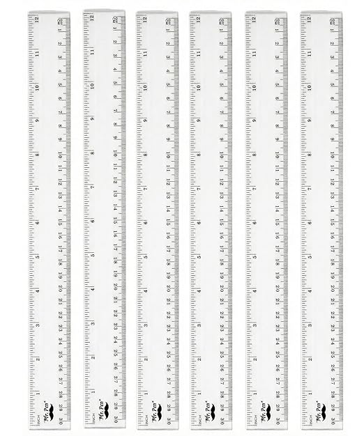 Mr. Pen- Plastic Ruler, 6 Pack, 12 Inch, Easy-to-Read Markings, Scratch-Resistant Design, Durable Clear Rulers for Crafting Office & School, School Supplies