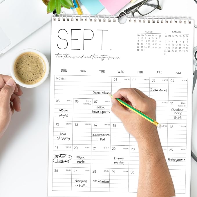 Guasslee Wall Calendar 2026-2027, Vertical Calendar Wall 2026, Jun. 2026-Dec. 2027, 19-Month Paper Calendar Spiral Bound, Monthly Planner Wall for Office School Home Easy Organizing, 14” X 11”