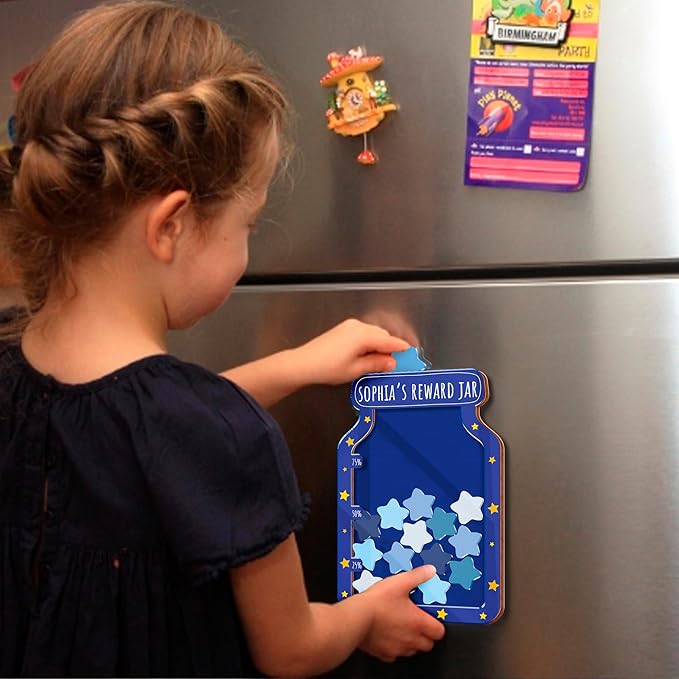 Personalized Magnetic Reward Jar Colorful for Kids Potty Training Star Smile Heart Tokens Good Behavior System Toddler Reward Routine Tool Back to School Gifts for Boys Girls Classroom & Home Décor