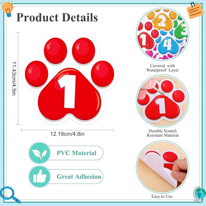 D24TIME Line up Spots for Classroom Floor Number Stickers for Classroom 36Pcs Line up Dots Floor Dots Decals Line up Numbers for Preschool Kindergarten Back to School Supplies