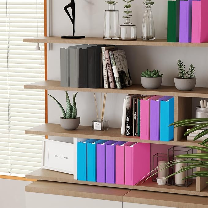 Plastic 2 Inch Expanding File Jacket Folders,12 Pack Heavy Duty Expansion Pocket Files,Reinforced Colored Expandable File Folders,Straight Cut Tab,Manilla Pocket Folders,Letter Size,Colorful