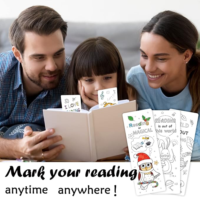 Anseal 120 PCS Color Your Own Bookmarks Bulk, DIY Bookmarks for Kids/Teens, Cute Animal Bookmarks for Reading Lover, 12 Styles Fun & Personalized Bookmark for Students, Classroom Rewards Supplies