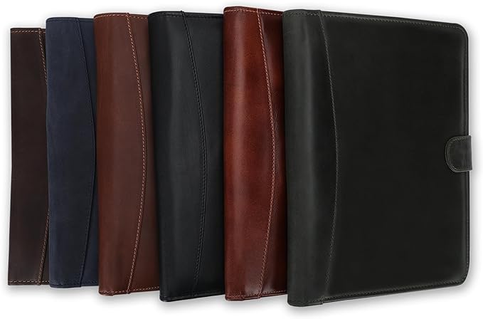 Leather Padfolio Legal Pad Portfolio Organizer | Handmade Executive Notebook Binder | Heavy Duty Full Grain Cow Hide Resume Interview Folio for Men Women, Rustic NoteBook Folder (Wine)