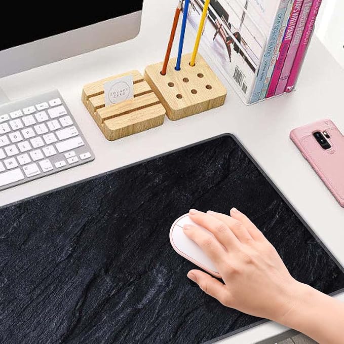Black Grey Slate Large Gaming Mouse Pad,Mouse Pad Gaming 31.5 x 11.8 in Mouse Mat Desk Pad,Large Desk Mat,Extended Keyboard Mousepad with Non-Slip Base and Stitched Edge for Desk Home Office